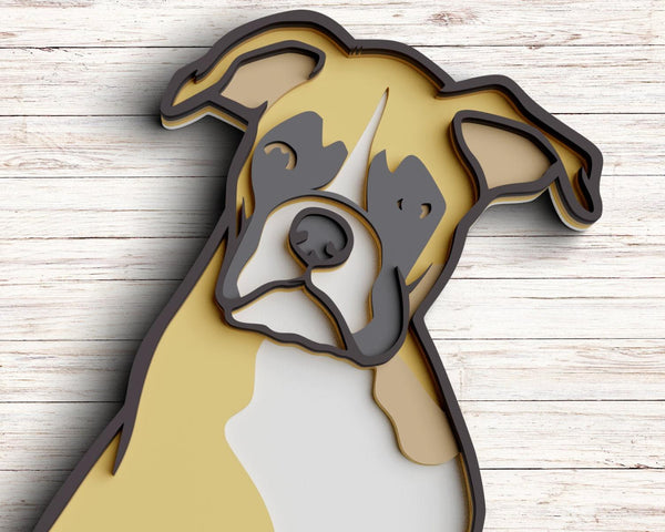 3D Boxer Dog SVG DXF 5 Layer - Pet Svg-Rishasart