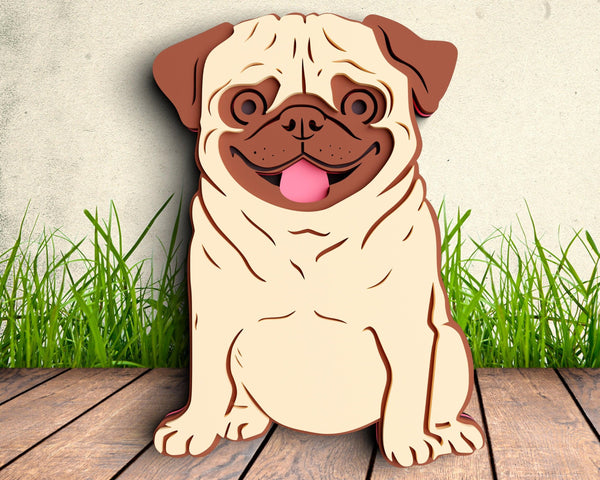 3D Pug SVG DXF 5 Layer - Dog Svg-Rishasart