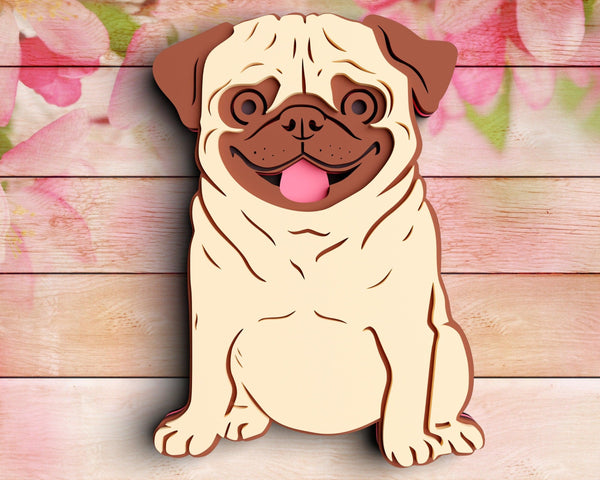 3D Pug SVG DXF 5 Layer - Dog Svg-Rishasart