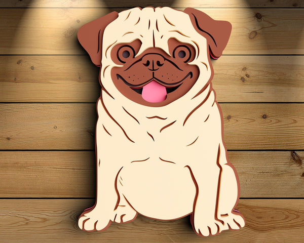 3D Pug SVG DXF 5 Layer - Dog Svg-Rishasart