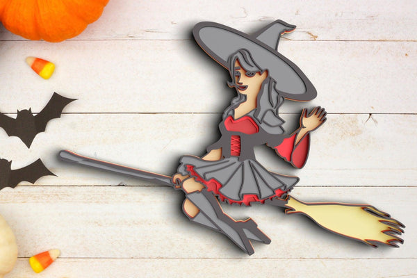 3D Halloween SVG DXF 8 Layer - Witch Svg-Rishasart