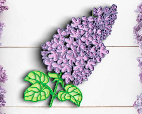 3D Flower SVG DXF 6 Layer - Lilac Svg-Rishasart