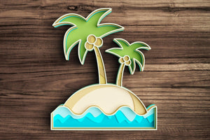 3D Beach SVG DXF 9 Layer - Island Svg 3D Mandala Svg-Rishasart