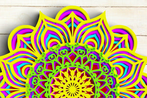 3D Mandala SVG DXF Bundle 5 Layer - Flower Mandala Svg-Rishasart