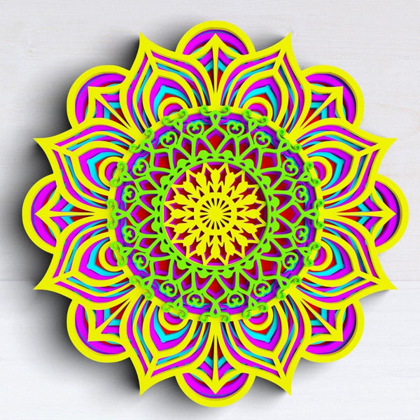 3D Mandala SVG DXF Bundle 5 Layer - Flower Mandala Svg-Rishasart