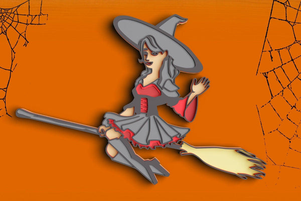 3D Halloween SVG DXF 8 Layer - Witch Svg-Rishasart