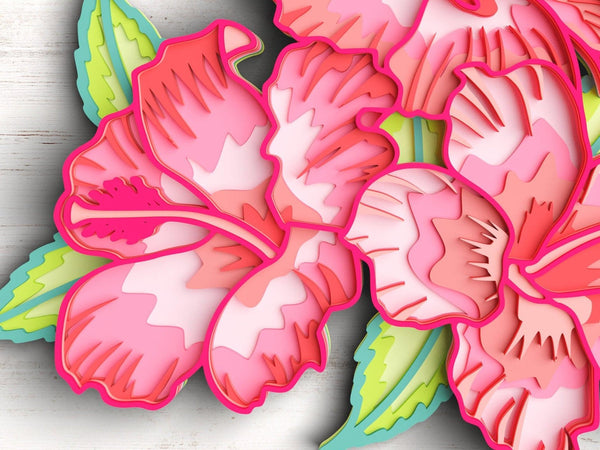 3D Flower SVG DXF Design - Hibiscus Svg-Rishasart