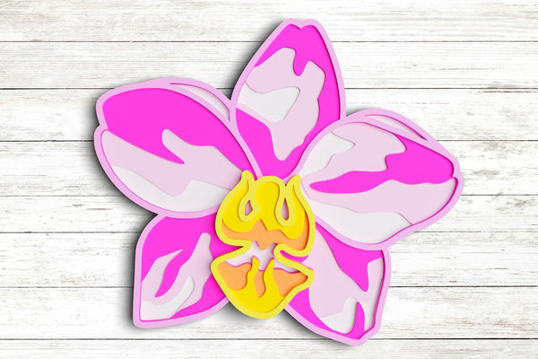 3D Flower SVG DXF 7 Layer - Orchid Svg-Rishasart