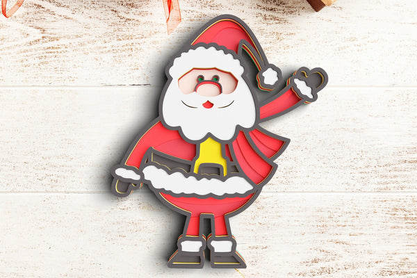 3D Christmas SVG DXF 8 Layer - Santa Svg-Rishasart