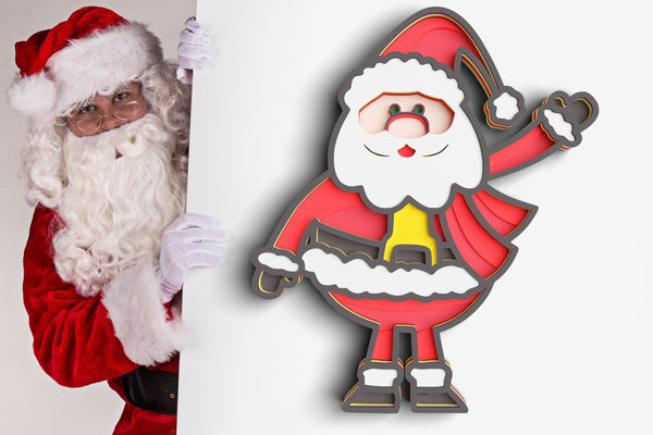 3D Christmas SVG DXF 8 Layer - Santa Svg-Rishasart