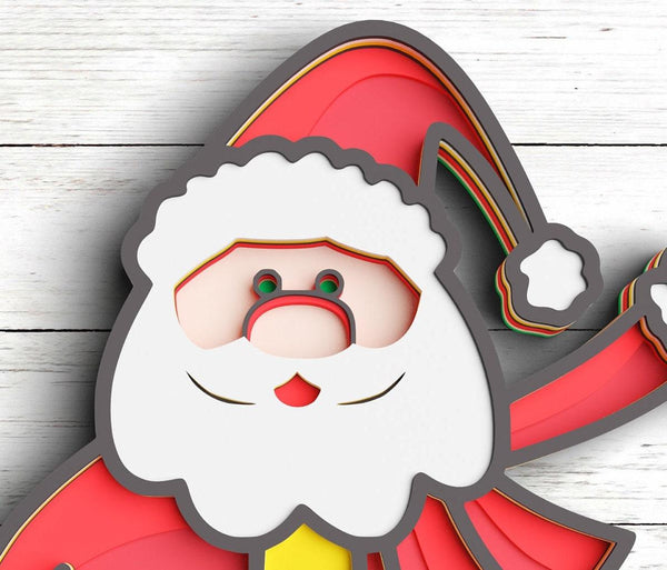 3D Christmas SVG DXF 8 Layer - Santa Svg-Rishasart