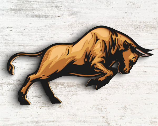 3D Bull SVG DXF 6 Layer - Animal Svg-Rishasart