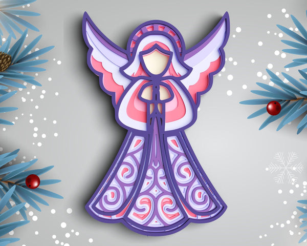 3D Angel SVG DXF 7 Layer - Christmas Svg 3D Mandala Svg-Rishasart