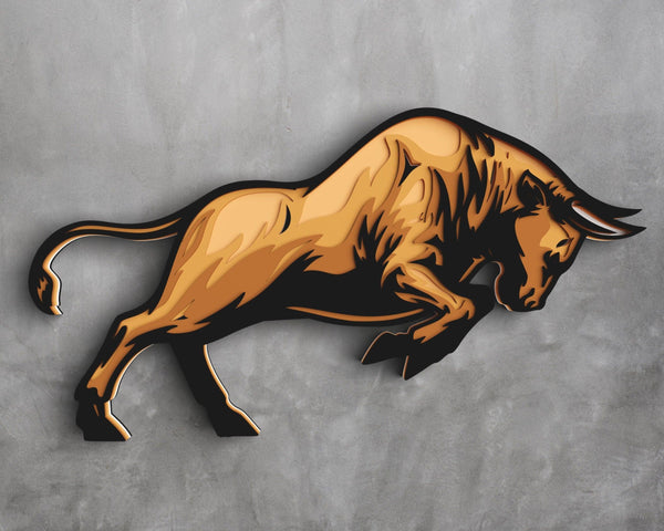 3D Bull SVG DXF 6 Layer - Animal Svg-Rishasart