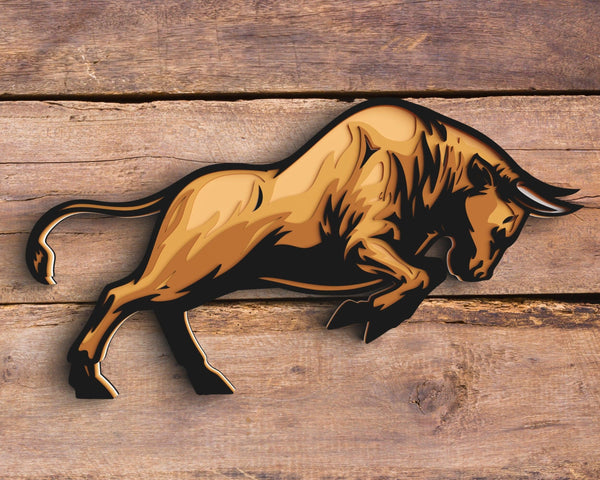 3D Bull SVG DXF 6 Layer - Animal Svg-Rishasart