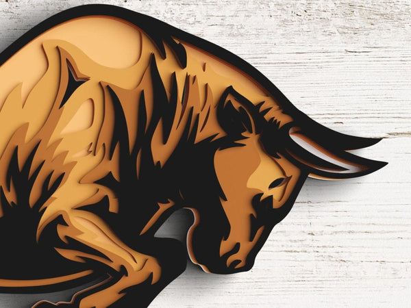 3D Bull SVG DXF 6 Layer - Animal Svg-Rishasart