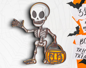 3D Skeleton SVG DXF 7 Layer - Halloween Pumpkin Svg-Rishasart