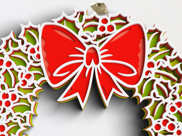 3D Floral Wreath SVG DXF 6 Layer - Christimas Svg-Rishasart