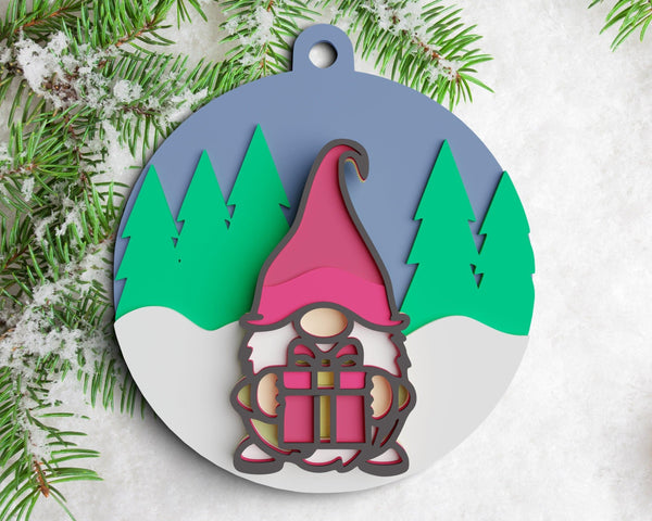 3D Gnome Ornament SVG DXF Bundle - Christmas Svg-Rishasart