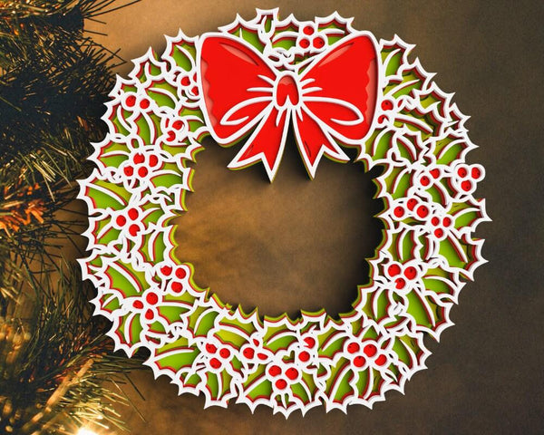 3D Floral Wreath SVG DXF 6 Layer - Christimas Svg-Rishasart