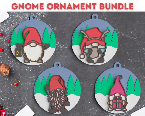 3D Gnome Ornament SVG DXF Bundle - Christmas Svg-Rishasart