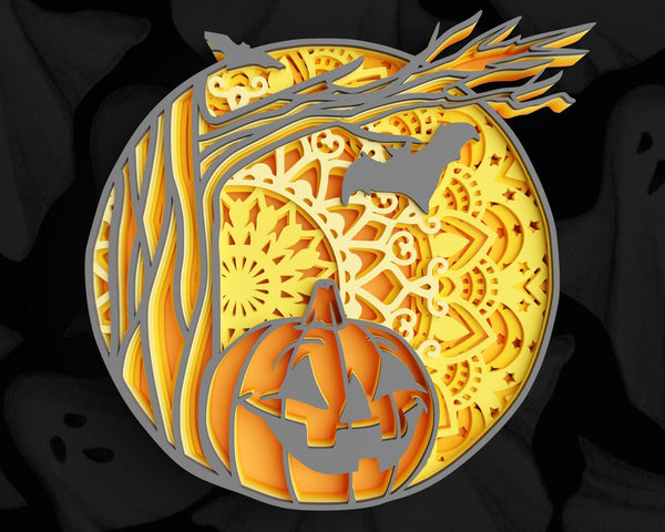 3D Halloween SVG DXF 6 Layer - Pumpkin Svg-Rishasart