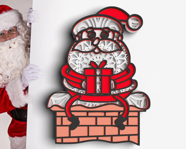 3D Santa Claus SVG DXF 7 Layers - Christmas Svg 3D Mandala Svg-Rishasart