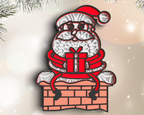 3D Santa Claus SVG DXF 7 Layers - Christmas Svg 3D Mandala Svg-Rishasart