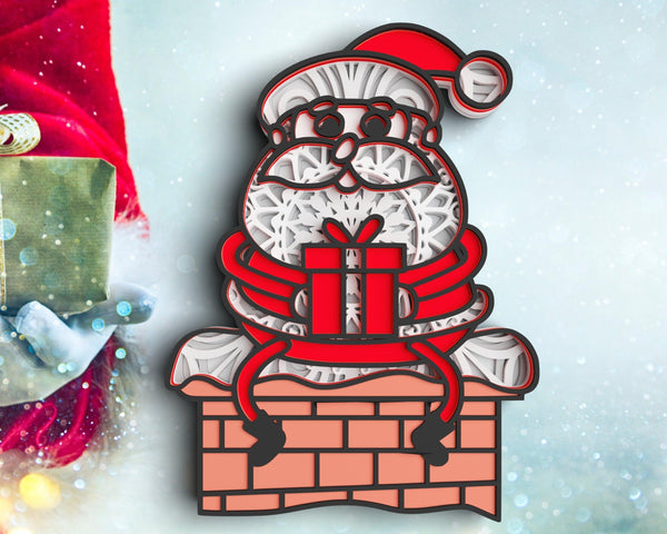 3D Santa Claus SVG DXF 7 Layers - Christmas Svg 3D Mandala Svg-Rishasart