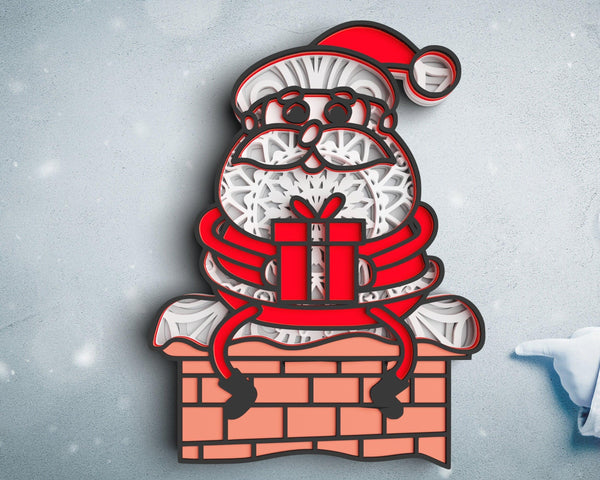 3D Santa Claus SVG DXF 7 Layers - Christmas Svg 3D Mandala Svg-Rishasart