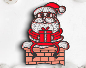 3D Santa Claus SVG DXF 7 Layers - Christmas Svg 3D Mandala Svg-Rishasart