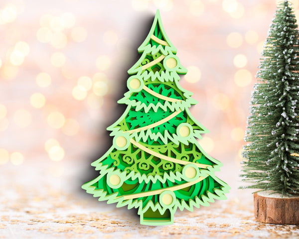 3D Christmas Tree SVG DXF 6 Layer - Christimas Svg-Rishasart