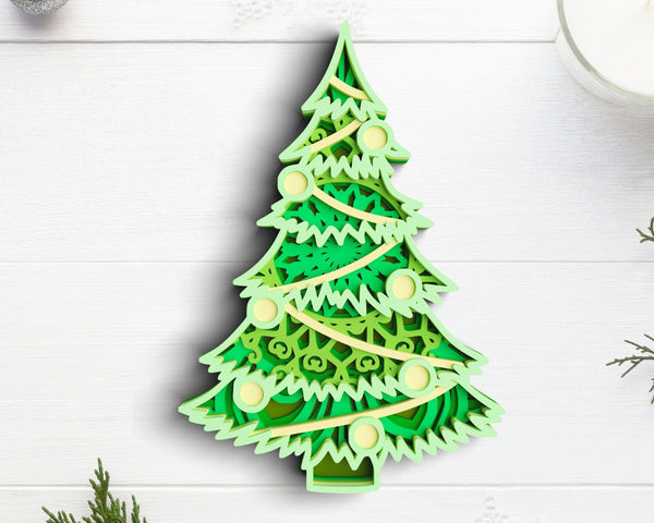 3D Christmas Tree SVG DXF 6 Layer - Christimas Svg-Rishasart