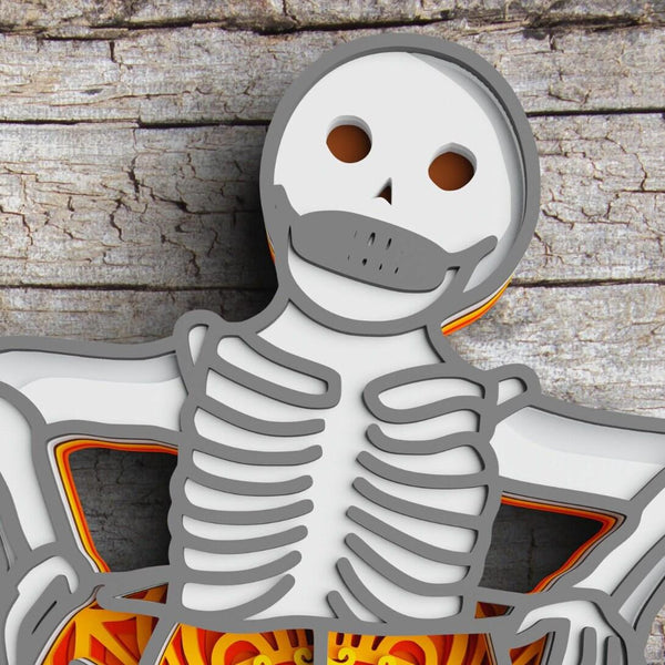 3D Skeleton Pumpkin SVG DXF  - Halloween Svg 3D-Rishasart