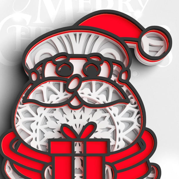 3D Santa Claus SVG DXF 7 Layers - Christmas Svg 3D Mandala Svg-Rishasart