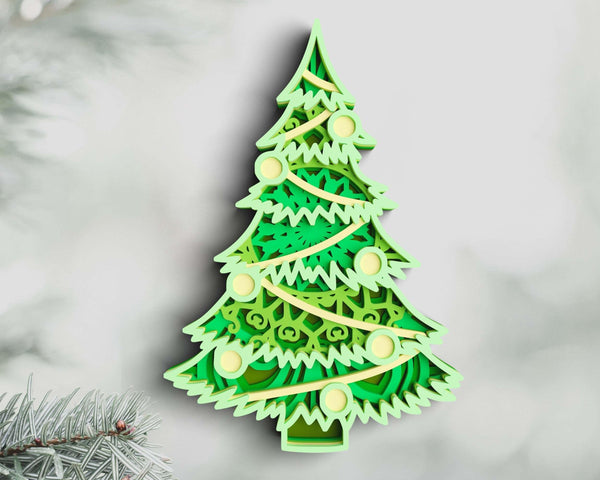 3D Christmas Tree SVG DXF 6 Layer - Christimas Svg-Rishasart