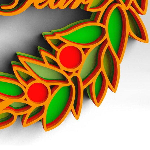 3D Floral Wreath SVG DXF 5 Layer - New Years Svg-Rishasart