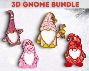 3D Gnome SVG DXF Bundle - Christmas Svg-Rishasart