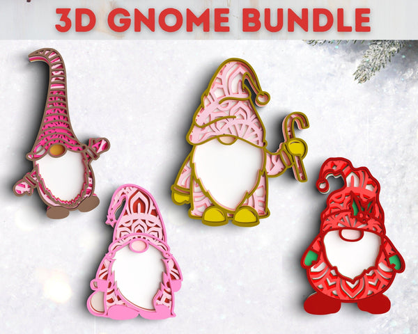 3D Gnome SVG DXF Bundle - Christmas Svg-Rishasart