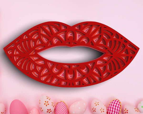 3D Red lips SVG DXF 5 Layer - Valentines Day Svg-Rishasart