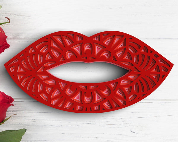 3D Red lips SVG DXF 5 Layer - Valentines Day Svg-Rishasart