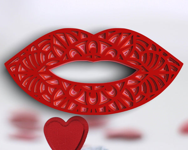 3D Red lips SVG DXF 5 Layer - Valentines Day Svg-Rishasart