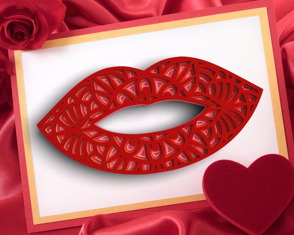 3D Red lips SVG DXF 5 Layer - Valentines Day Svg-Rishasart