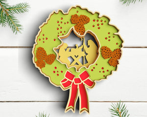 3D Nativity Wreath SVG DXF 6 Layer - Christimas Svg 3D-Rishasart