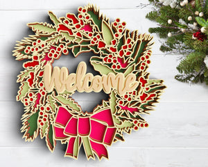 3D Floral Wreath SVG DXF 6 Layer - Wedding Welcome Sign-Rishasart