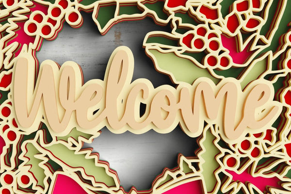 3D Floral Wreath SVG DXF 6 Layer - Wedding Welcome Sign-Rishasart