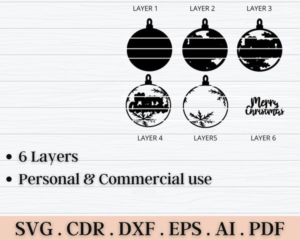 Christmas Ornament SVG DXF 6 Layer-Rishasart