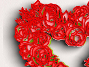 3D Valentine Wreath SVG DXF 6 Layer - Floral Wreath Wedding Svg-Rishasart