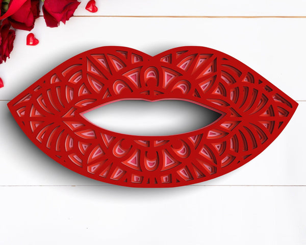 3D Red lips SVG DXF 5 Layer - Valentines Day Svg-Rishasart