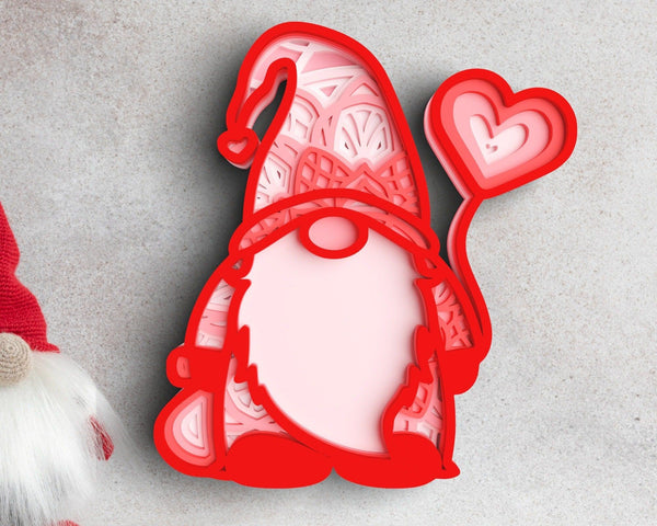 3D Valentine Gnome SVG DXF 6 Layer - Love Heart Svg-Rishasart